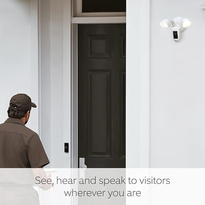 Ring Floodlight Cam Wired Plus | Expanded Outdoor Protection | Powerfull Illumination | White