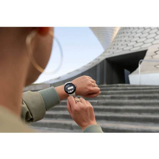 Google Pixel Watch Silver Stainless Steel Smartwatch 41mm With Chalk Active Band WiFi/BT - Silver/Chalk