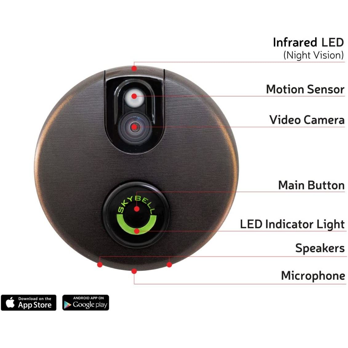 SkyBell Wi-Fi Video Doorbell Version 2.0 Classic | Bronze