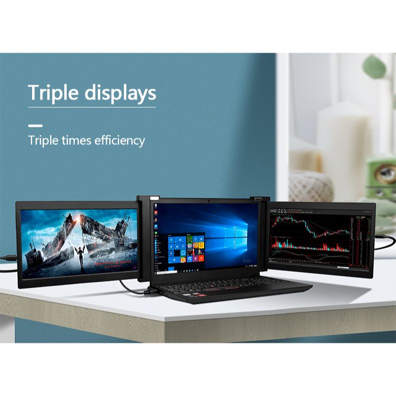 Xcess 11.9” Triple Portable Laptop Screen Extender | FHD 1080P IPS