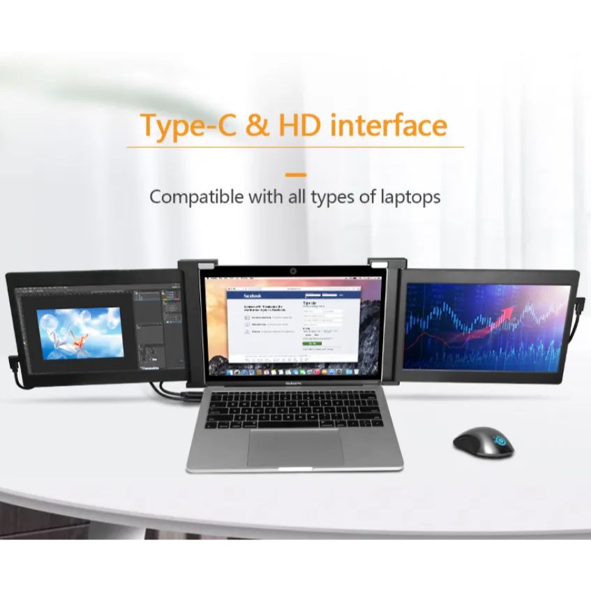 Xcess 11.9” Triple Portable Laptop Screen Extender | FHD 1080P IPS