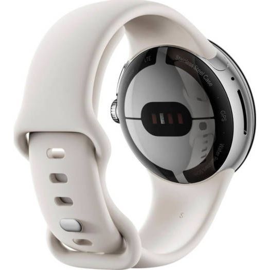 Google Pixel Watch Silver Stainless Steel Smartwatch 41mm With Chalk Active Band WiFi/BT - Silver/Chalk