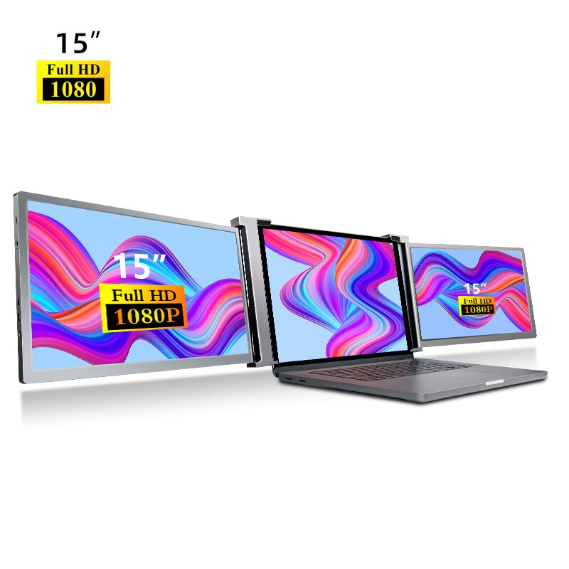 Xcess 15" Triple Portable Laptop Screen Extender | FHD 1080P IPS