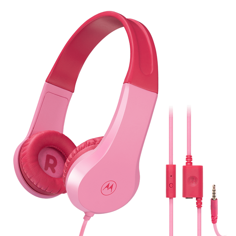 Motorola Moto JR200 Kids Headphones with Microphone-Light pink