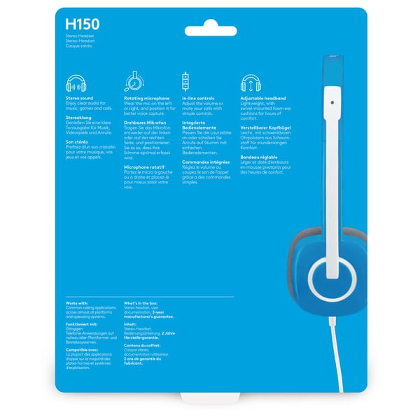 Logitech H150 Wired Headset | Stereo Headphones | Blue