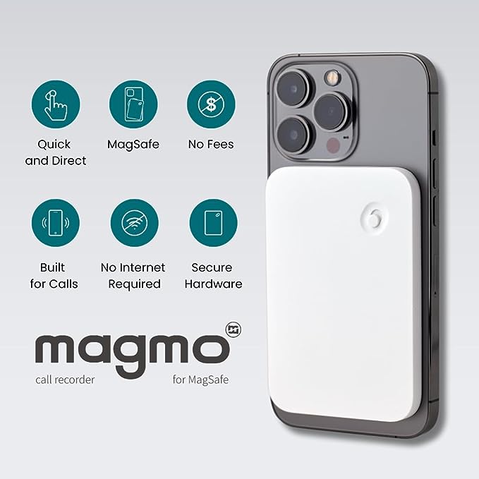 Magmo Magnetic Snap-on Call Recorder for iPhone White