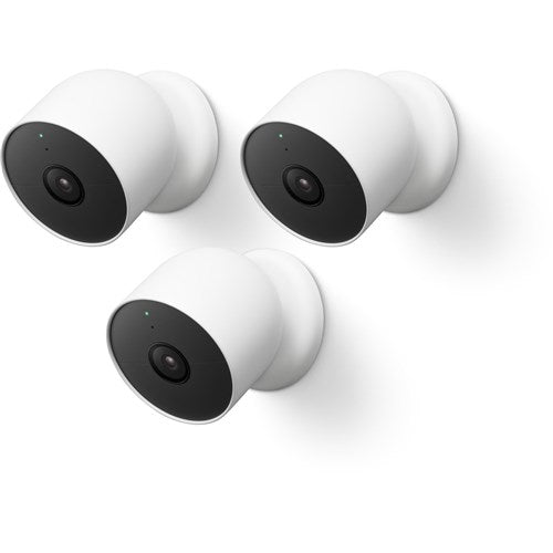 Google Nest Cam | Indoor/ Outdoor Security Camera | Battery | White | Pack of 3