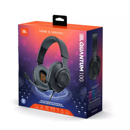 JBL Quantum 100 | Wired Over-Ear Gaming Headset | Flip-up Mic | Blue