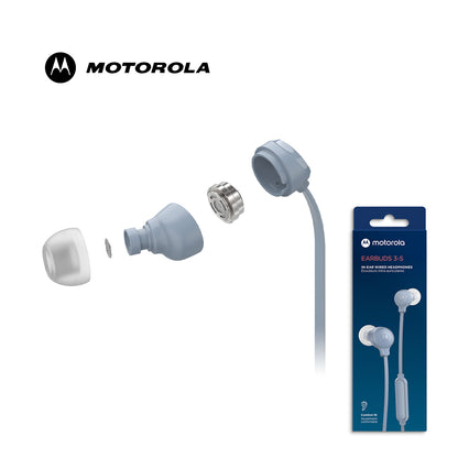 Motorola 3-S Wired Earbuds with Microphone | Titanium White