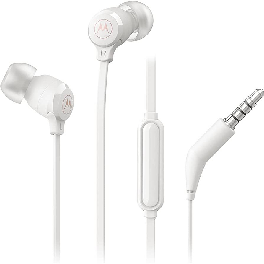 Motorola 3-S Wired Earbuds with Microphone | Titanium White