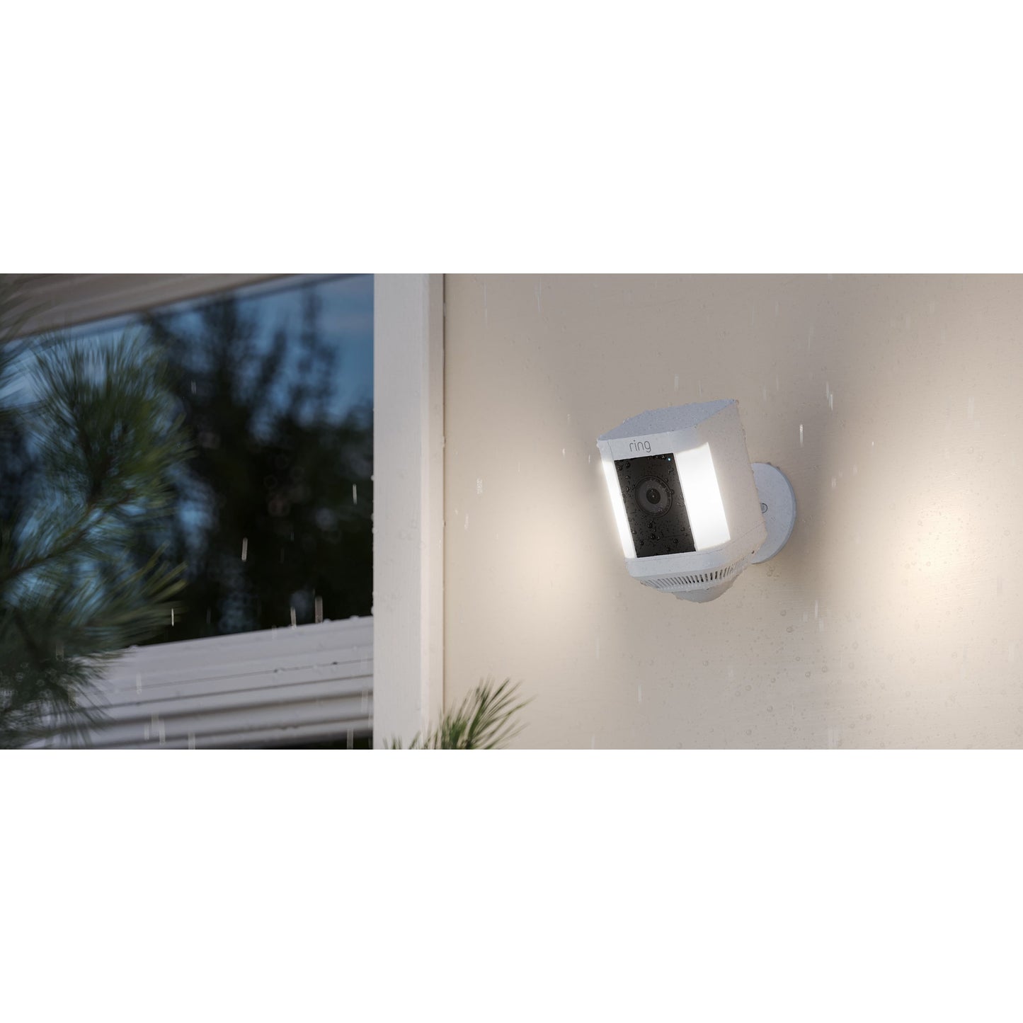 Ring Spotlight Cam Plus Plug-In | White | Outdoor Security Camera | 1080p HD Video