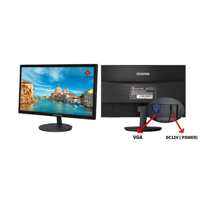 Xcess View 22" Flat LED Monitor | 1366x768 | With HDMI | VGA Black