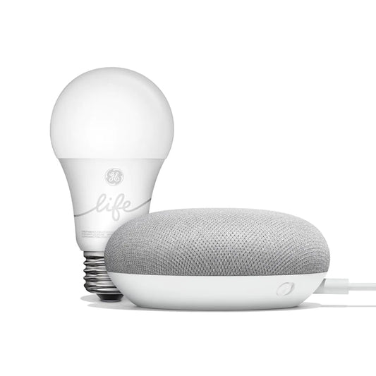Google Smart Light Starter Kit | Google Home Mini | GE C-Life Smart Light Bulb