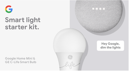 Google Smart Light Starter Kit | Google Home Mini | GE C-Life Smart Light Bulb